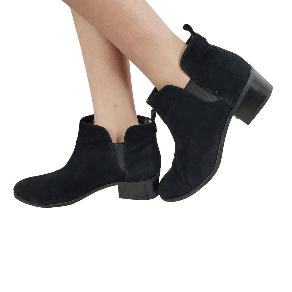 Tommy Hilfiger Women's Black Faux Suede Leather Ankle Boots Size 8.5M